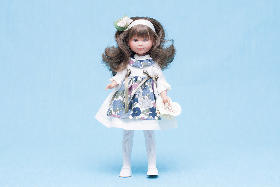 Кукла Селия в платье с цветным фартуком, 30 см.  